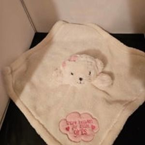 Baby Gear Lovey White Bear Pink Bow Girls Fleece Baby Security Blanket Plush B